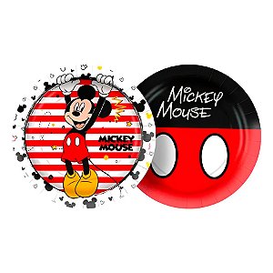 Prato de Papel Redondo - Mickey Mouse - 8 unidades - Regina - Rizzo