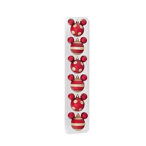 Bola Mickey Listras e Poá - Vermelho e Dourado - 6 cm - 6 unidades - Cromus  - Rizzo