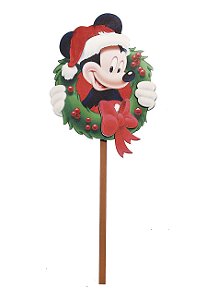 Pick Médio de Madeira Mickey Guirlanda para Jardim 38cm - 01 unidade - Natal Disney - Cromus - Rizzo Embalagens