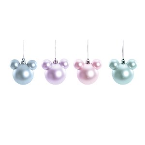 Bola de Natal Minnie - Rosa/Verde/Lilás - 8cm  - 4 unidades - Cromus - Rizzo