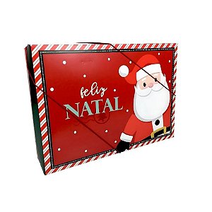 Caixa Retangular Com Tampa - Feliz Natal - 1 unidade - Cromus - Rizzo