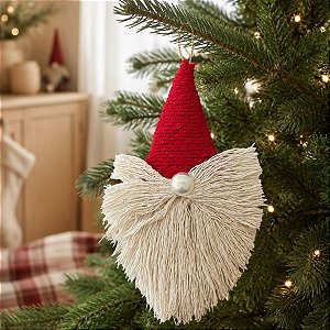Enfeite para Pendurar de Natal - Papai Noel Artesanal - Vermelho - 15cm - 1 unidade - Rizzo