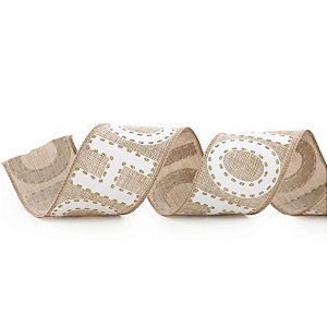 Fita Decorativa Aramada - Hohoho Branco - 6,3cm x 9,14m - 1 unidade - Cromus - Rizzo