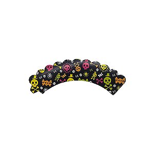 Wrapper para Cupcake - Caveira Color - 14,2x3,3cm - 12 unidades - Rizzo