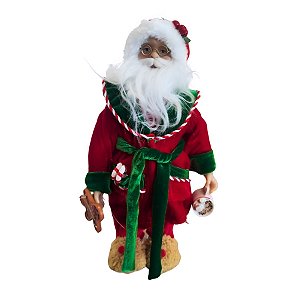 Papai Noel Decorativo Em Pé Com Pijama - Vermelho - 30cm - 1 unidade - Rizzo