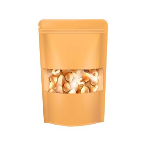 Saco de Papel Kraft com Visor Stand Up Pouch Zip 12x20x4cm - Hermético e Impermeável Dentro e Fora - 50 un - Rizzo