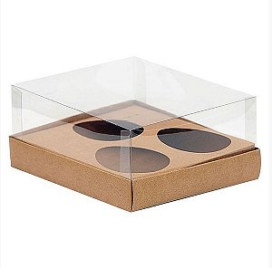 Caixa Ovo de Colher - Três Meio Ovo de 100g a 150g - 20,5cm x 17cm x 6,5cm - Kraft - 5 unidades - Assk - Rizzo