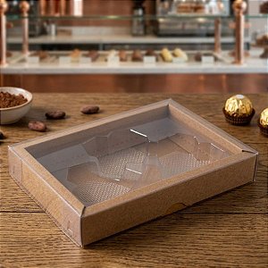 Caixa coração Lapidado de 70 à 100gr 3 cav Kraft com 5 un. Crystal Rizzo Confeitaria