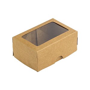 Caixa 2 Doces com Visor S1 (6cm x 9cm x 4cm) Kraft 10 unidades Assk