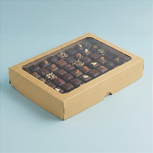Caixa com Visor S5 (16cm x 22cm x 4cm) Kraft - 10 unidades - Assk - Rizzo Embalagens