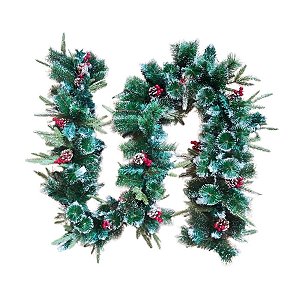 Festão de Natal Verde Decorado - 250 Galhos -  2,70m - Ref. RZ0438  - 1 unidade - Rizzo
