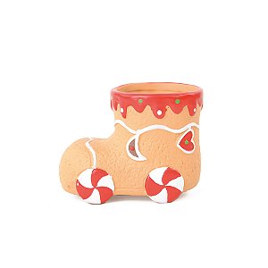 Vaso Decorativo de Natal - Bota Gingerbread - 11cm - 1 unidade - Cromus - Rizzo