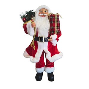 Papai Noel Decorativo - Vermelho Com Presente - 60cm - 1 unidade - Cromus - Rizzo