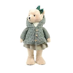 Urso Decorativo De Natal - Com Casaco Verde - 40cm - 1 unidade - Cromus - Rizzo