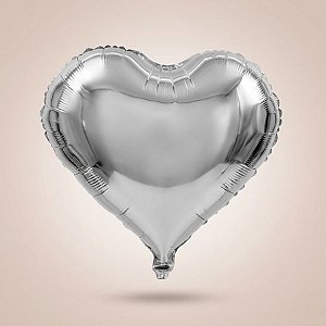 Balão de Festa Metalizado 18"45cm - Coração Prata - 1 unidade - Partiufesta - Rizzo