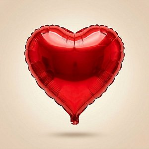 Balão de Festa Metalizado 18"45cm - Coração Vermelho - 1 unidade - Partiufesta - Rizzo