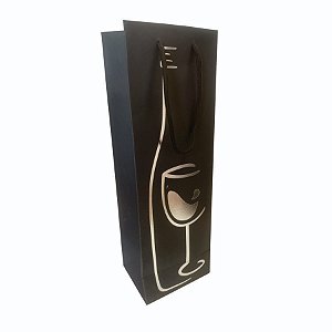 Sacola de Papel para Bebida Metalizada - Prata - 36x12x9cm - 1 unidade - Partiufesta - Rizzo