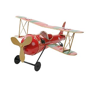 Avião Decorativo De Metal Natalino Natalino - 36x21cm - 1 unidade - Cromus - Rizzo