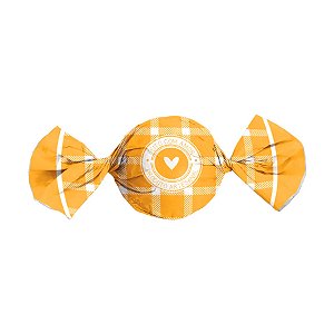 Papel Trufa 14,5x15,5cm - Feito com Amor Amarelo - 100 unidades - Cromus