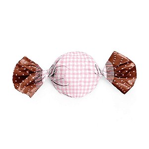 Papel Trufa 14,5x15,5cm - Xadrez Poa Rosa Marrom - 100 unidades - Cromus