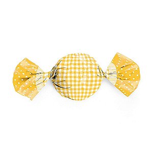 Papel Trufa 14,5x15,5cm - Xadrez Poa Amarelo - 100 unidades - Cromus