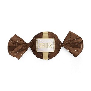 Papel Trufa 14,5x15,5cm - Petit Poa Marrom Ouro - 100 unidades - Cromus