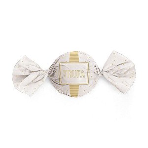 Papel Trufa 14,5x15,5cm - Petit Poa Branco Ouro - 100 unidades - Cromus