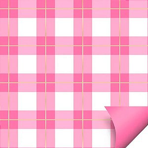Folha para Ovos de Páscoa Double Face Quadriculado Rosa 69x89cm - 25 unidades - Cromus - Rizzo