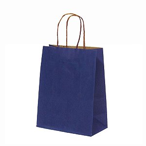 Sacola de Papel - 9,5x7,5x14,5cm - Kraft Natural Azul Bic - Ref. 5043 - 10 unidades - WMA - Rizzo