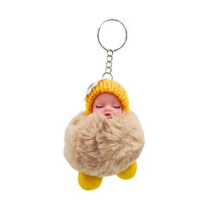 Chaveiro De Pelúcia Menina Bege e Amarelo - 8cm - 1 unidade - Rizzo