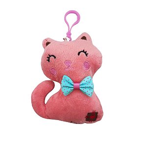 Chaveiro De Pelúcia Gato Rosa - 12cm - 1 unidade - Rizzo