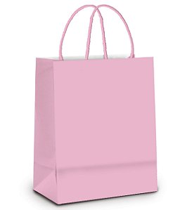 Sacola de Papel M 26x19,5x9,5cm - Rosa Bebê - Embalagem Econômica - 10 unidades - Cromus - Rizzo