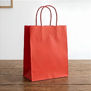 Sacola de Papel M 26x19,5x9,5cm - Vermelho - Embalagem Econômica - 10 unidades - Cromus - Rizzo