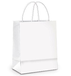 Sacola de Papel M 26x19,5x9,5cm - Branco - 10 unidades - Cromus - 1001014 Rizzo
