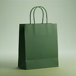 Sacola de Papel M 26x19,5x9,5cm - Verde Escuro - Embalagem Econômica - 10 unidades - Cromus - Rizzo