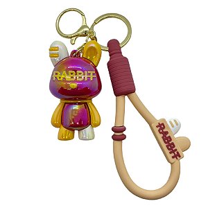 Chaveiro Coelho Metalizado - Marsala e Amarelo - 6cm - 1 unidade - Rizzo