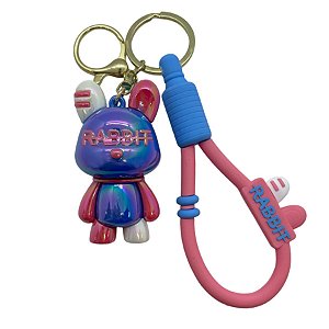 Chaveiro Coelho Metalizado - Azul e Rosa - 6cm - 1 unidade - Rizzo