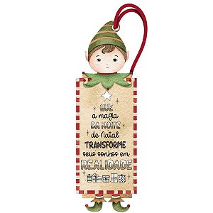 Decor Home Tag ''Elfo Magía do Natal'' - 5,5x17,3cm - Ref. DHTN-026 - 1 unidade - Litoarte - Rizzo