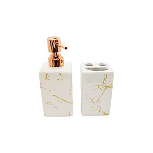 Kit para Banheiro de Cerâmica 2 Peças - Branco - 1 unidade - Rizzo