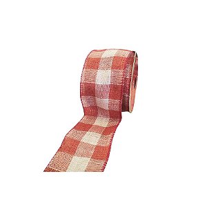 Fita Aramada Xadrez - Bege/Vinho - 6,3cmx9,14m  - 1 unidade - Cromus - Rizzo