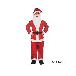Fantasia Completa De Papai Noel De Natal Infantil - 8 a 10 Anos - 1 unidade - Rizzo