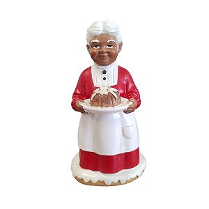Enfeite De Natal Em Resina - Mamãe Noel Com Bolo - 21 cm - 1 unidade - Cromus - Rizzo