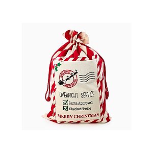 Saco Decorativo de Natal - Correio Listrado - 55x35cm  - 1 unidade - Cromus - Rizzo