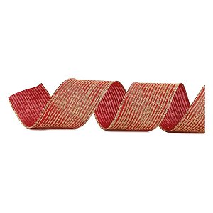 Fita Decorativa Aramada - Vermelho e Ouro com Glitter - 6,3x914cm - 1 unidade - Cromus - Rizzo