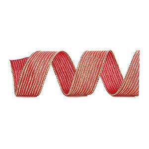 Fita Decorativa Aramada - Vermelho e Ouro - 3,8x914cm   - 1 unidade - Cromus - Rizzo