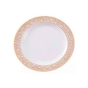 Prato Descartável Raso Redondo Premium Rose Gold - 19cm - 6 unidades - Rizzo