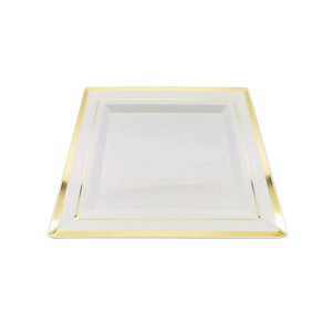 Prato Descartável Quadrado Premium Ouro - 19cm - 6 unidades - Rizzo