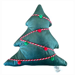 Almofada Arvore Decorada - Verde, Vermelho e Branco - 40x39cm - 1 unidade - Rizzo