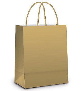 Sacola de Papel GG 39x32x16cm - Ouro Metalizado Fosco - Fundo Largo - 10 unidades - Cromus - Rizzo