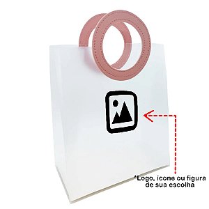 Sacola PVC com Alça Redonda Rosa Personalizada com Logo - 26,5x23x11cm - 1 unidade - Rizzo Personalize